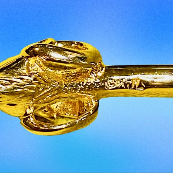 Vintage KJL 22kt Gold Plated Double Rams Head Bracelet w/ Blue Crystal Eyes - Picture 8 of 13